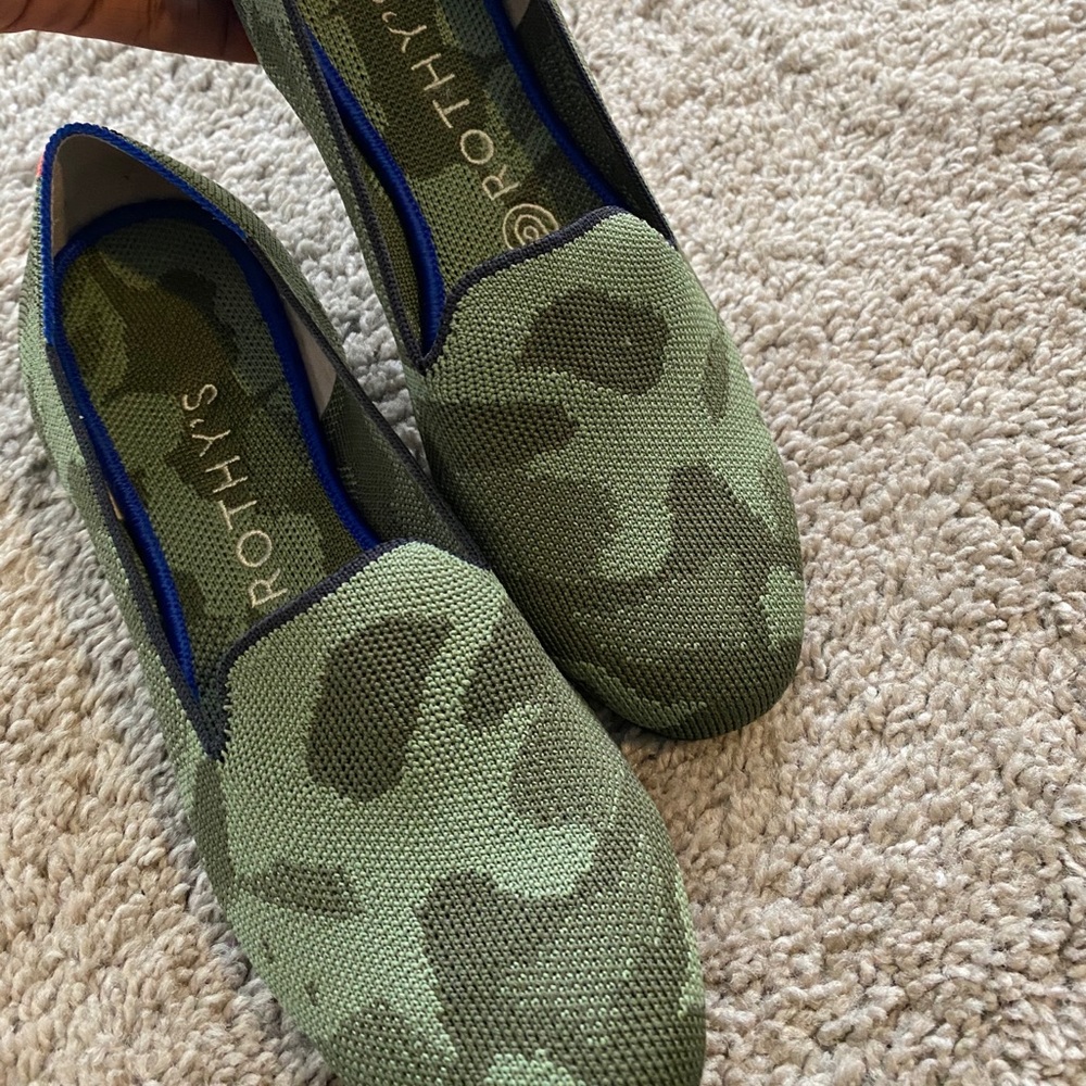 Rothy's Green Camo Knit Flats